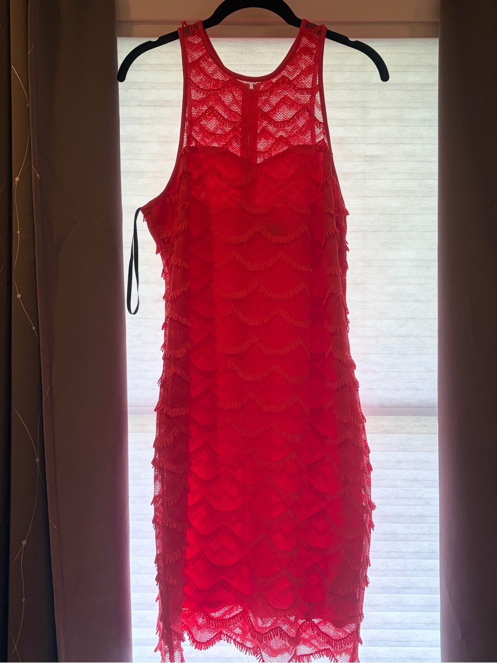 Guess Red Fringe Lace Mini Dress